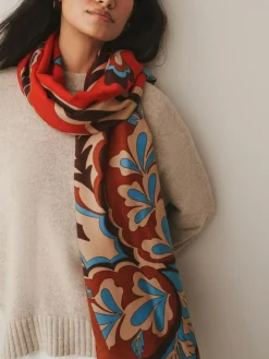 Next Orange Paisley Print Midweight Scarf^Women Hats, Gloves & Scarves|Hats, Gloves & Scarves