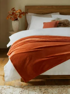 Next Orange Plush Fleece Throw^ Cushions & Throws
