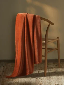 Next Orange Plush Fleece Throw^ Cushions & Throws