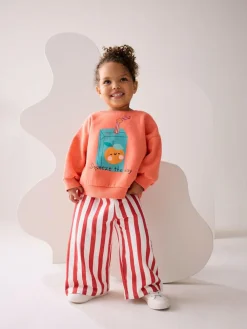 Next Orange Squeeze the Day Sweatshirt & Wide Leg Trousers Set (3mths-7yrs)^ Baby Girls|Sweatshirts & Hoodies