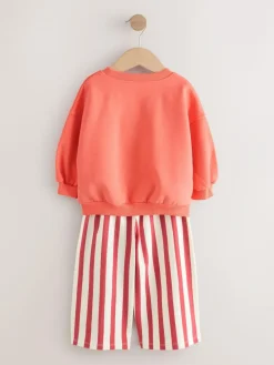 Next Orange Squeeze the Day Sweatshirt & Wide Leg Trousers Set (3mths-7yrs)^ Baby Girls|Sweatshirts & Hoodies