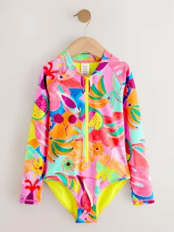 Next Orange Tropical Long Sleeve Sunsafe Swimsuit (3mths-16yrs)^ Swimwear