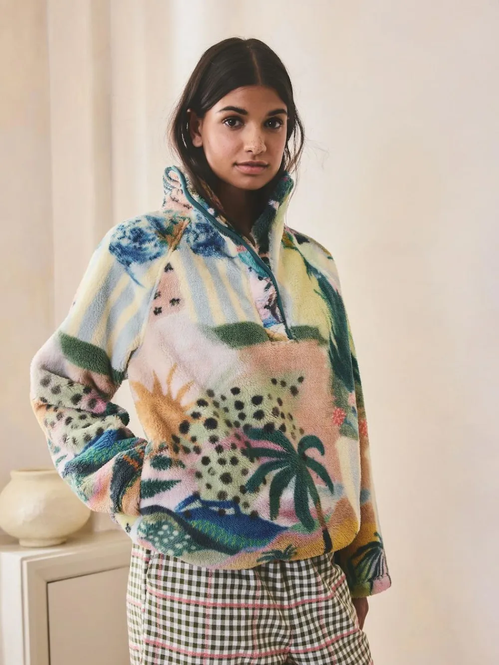 Next Printed Borg Fleece Top^Women Loungewear|Hoodies & Sweatshirts