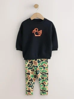 Best Next Sweatshirt And Leggings Set (3mths-7yrs) Orange/Black Duck