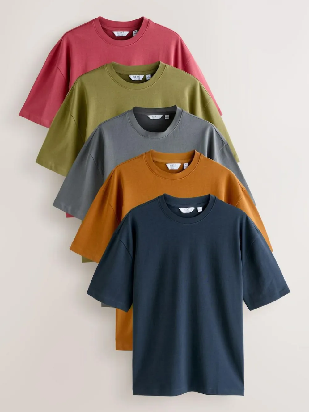 Next Relaxed Fit Heavyweight T-Shirts 5 Pack^ Tops & T-Shirts