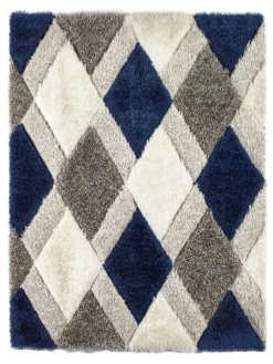 Origin Rugs Navy 3D GEO Shaggy Rug^ Rugs & Runners