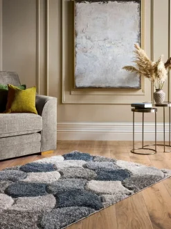 Origin Rugs 3D Scallop Shaggy Rug Navy