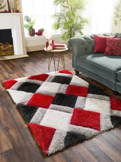 Origin Rugs Red 3D GEO Shaggy Rug^ Rugs & Runners