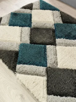 Best Origin Rugs Teal 3D GEO Shaggy Rug