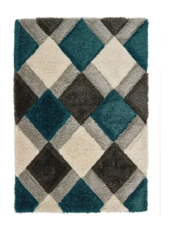 Best Origin Rugs Teal 3D GEO Shaggy Rug