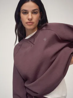 Discount OSIA Crew Neck Oversized Sweatshirt Brown