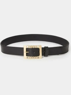 Hot Osprey London The Chain Buckle Leather Belt Black