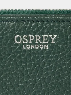 Osprey London Green The Core Medium Leather Zip Matinee Purse^Women Purses