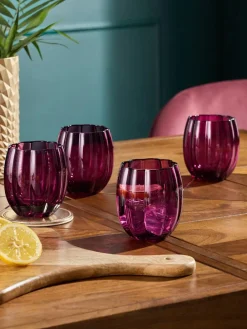 Discount Next Ottilie Set of 4 Short Tumbler Glasses Burgundy Red