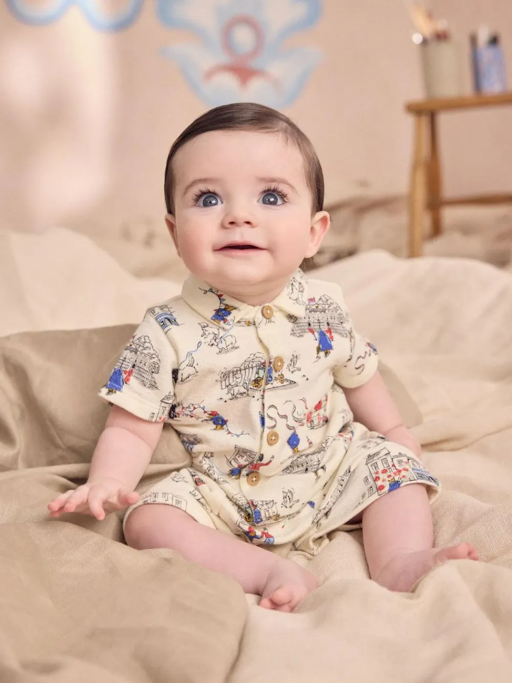 Hot Next 100% Cotton Cath Kidston Romper Paddington Bear Collared Baby