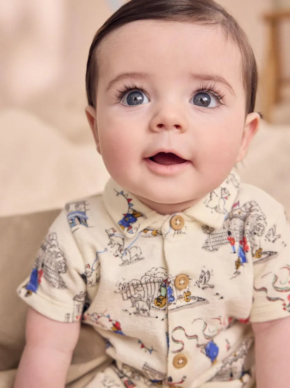 Hot Next 100% Cotton Cath Kidston Romper Paddington Bear Collared Baby