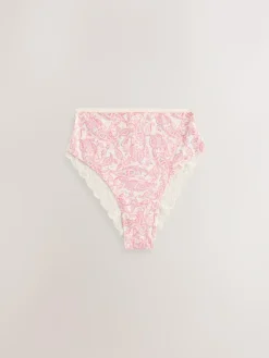 Next Paisley High Rise High Leg Cotton Lace Knickers 4 Pack^Women Panties