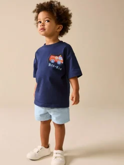 Next Pale Blue Pull On Shorts (3mths-7yrs)^BOY Shorts|Shorts