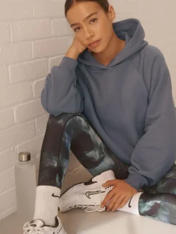 New Next Relaxed Fit Heavyweight Regular Length Hoodie Pale Blue