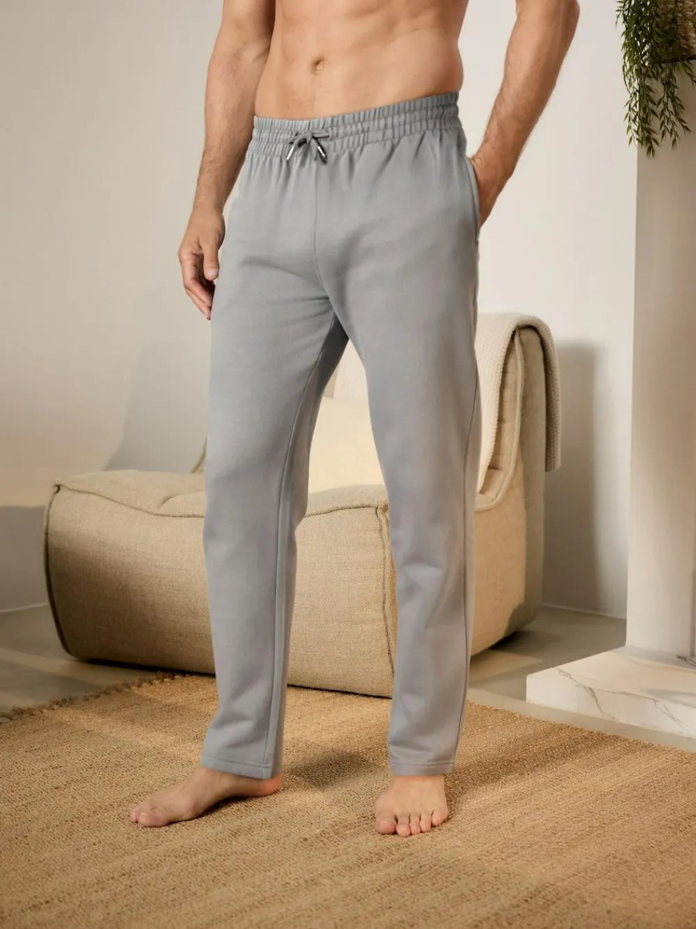 Next Pale Grey Brushback Heavyweight Open Joggers^ Loungewear|Joggers