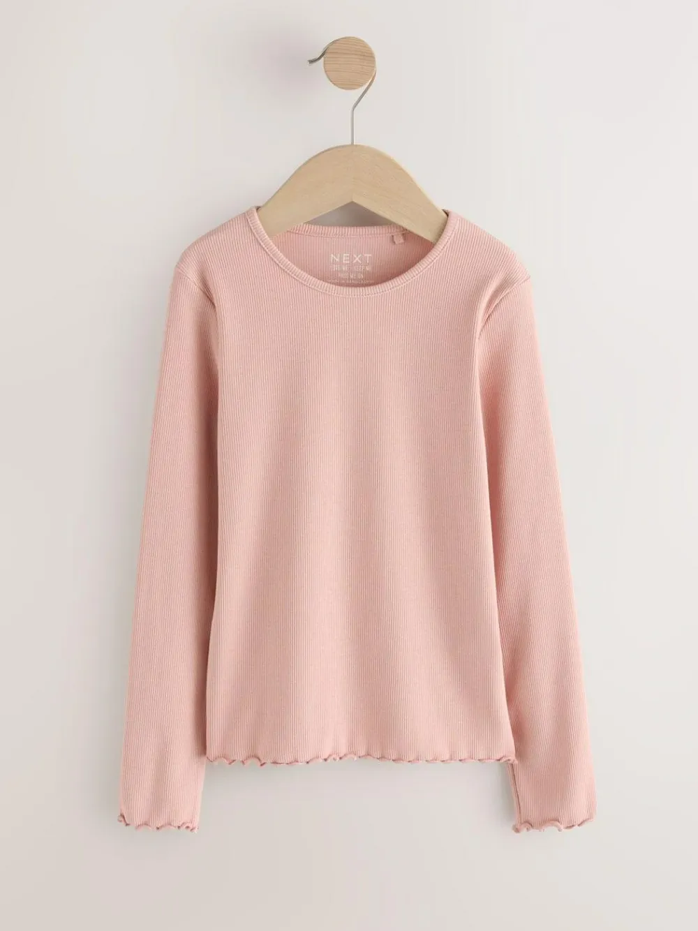 Best Next Cotton Rich Long Sleeve Rib T-Shirt (3mths-7yrs) Pale Pink