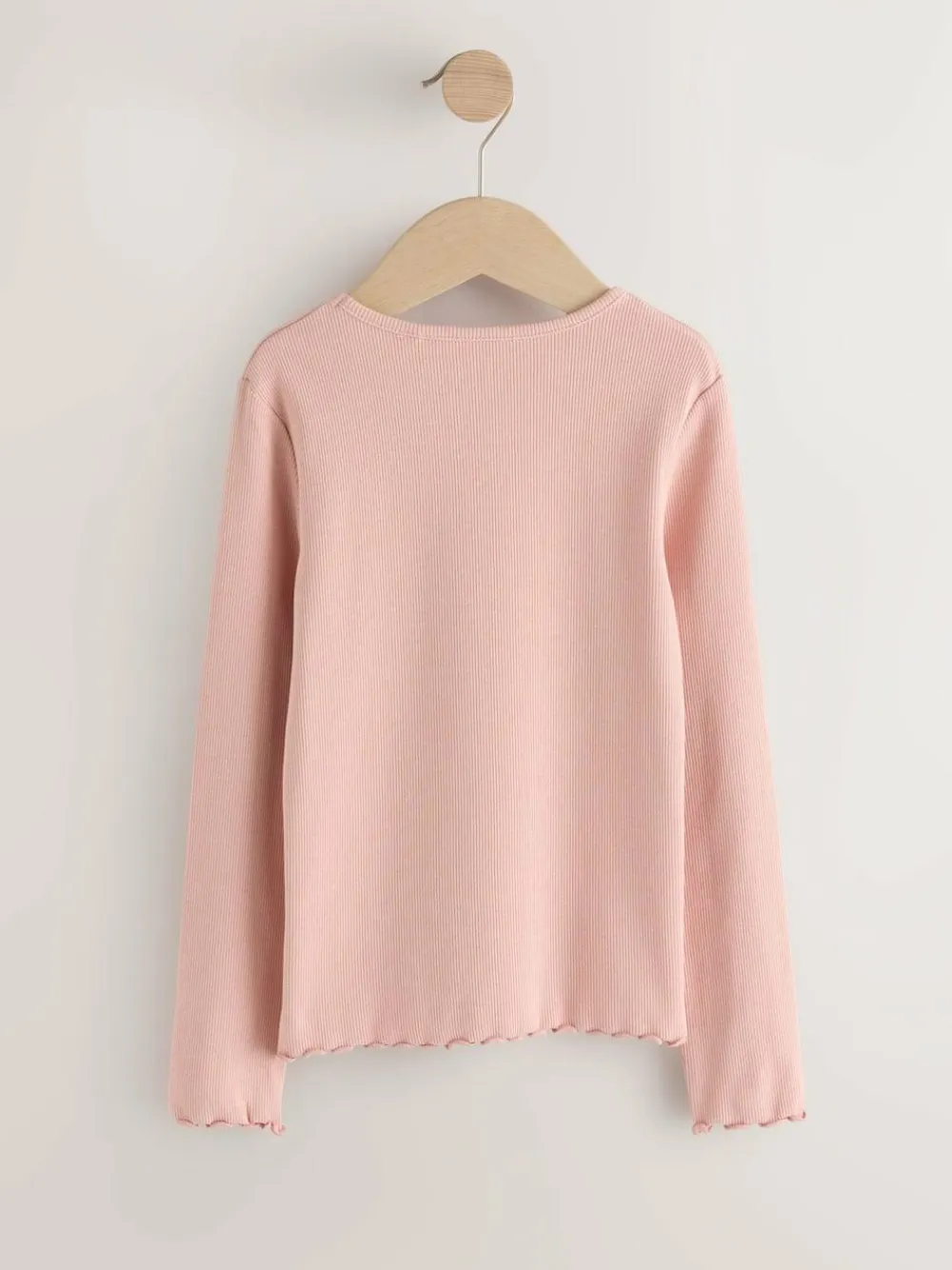 Best Next Cotton Rich Long Sleeve Rib T-Shirt (3mths-7yrs) Pale Pink