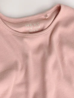 Best Next Cotton Rich Long Sleeve Rib T-Shirt (3mths-7yrs) Pale Pink