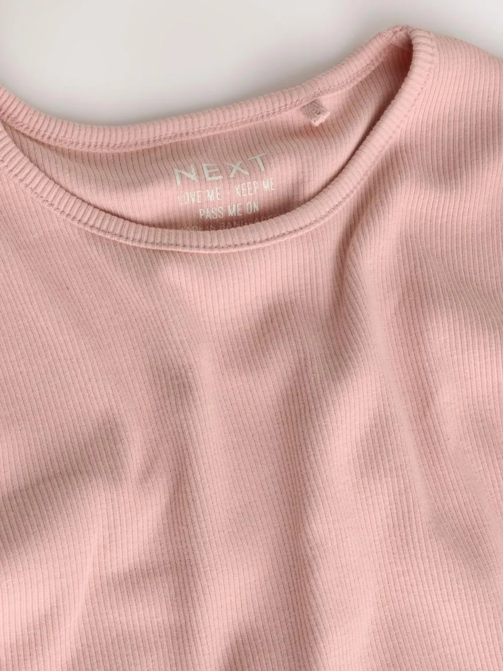 Best Next Cotton Rich Long Sleeve Rib T-Shirt (3mths-7yrs) Pale Pink