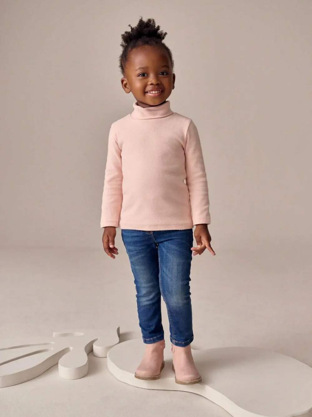 Clearance Next Pale Pink Long Sleeve Roll Neck Top (3mths-7yrs)