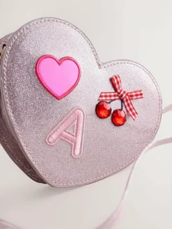Sale Next Pale Pink/ Metallic Gem Heart Initial Bag