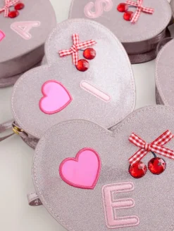 Sale Next Pale Pink/ Metallic Gem Heart Initial Bag