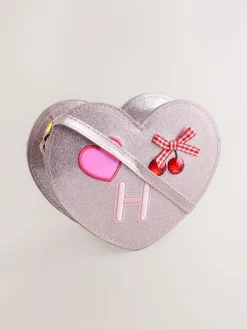 Sale Next Pale Pink/ Metallic Gem Heart Initial Bag
