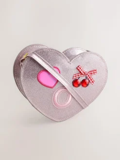 Sale Next Pale Pink/ Metallic Gem Heart Initial Bag