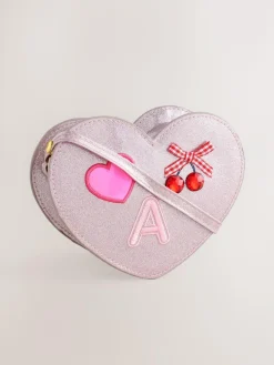 Sale Next Pale Pink/ Metallic Gem Heart Initial Bag
