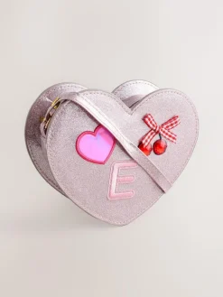Sale Next Pale Pink/ Metallic Gem Heart Initial Bag