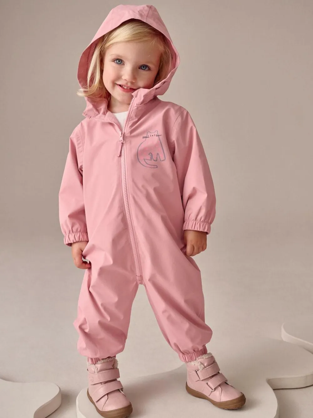 Next Pale Pink Waterproof Printed Puddlesuit (3mths-7yrs)^ Coats, Jackets & Pramsuits|Coats, Jackets & Pramsuits