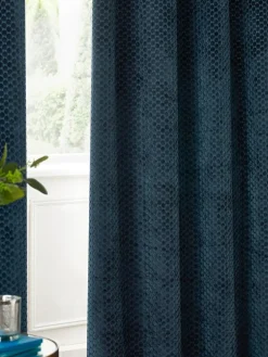 Paoletti Neptune Cut-Velvet Eyelet Curtains^ Curtains & Blinds