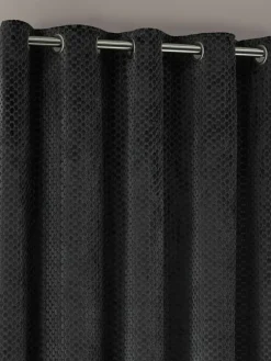 Paoletti Neptune Cut-Velvet Eyelet Curtains^ Curtains & Blinds