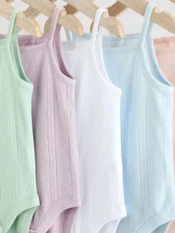Next Pastel 5 Pack Vest Pointelle Baby Bodysuits^BOY Unisex|Bodysuits & Vests