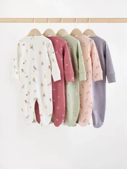Next Pastel Character 5 Pack Baby Sleepsuits (0-2yrs)^ Nightwear