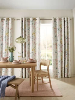 Outlet Next Isla Floral Print Blackout/Thermal Eyelet Curtains Pastel Multi Pink