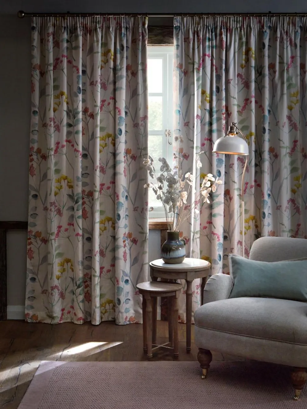 Next Isla Floral Print Pencil Pleat Blackout/Thermal Curtains^ Curtains & Blinds