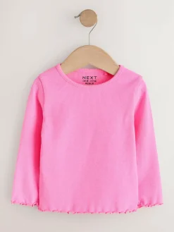 Next Pastel Rainbow Long Sleeve Rib Tops 5 Pack (3mths-7yrs)^ Baby Girls|Tops