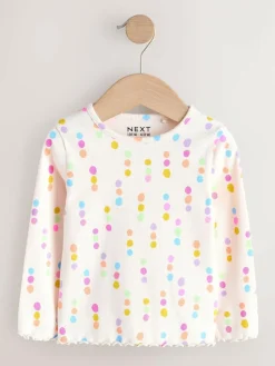 Next Pastel Rainbow Long Sleeve Rib Tops 5 Pack (3mths-7yrs)^ Baby Girls|Tops