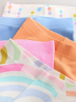 Next Pastel Rainbow Ribbed Leggings 5 Pack (3mths-7yrs)^ Baby Girls|Pants & Leggings