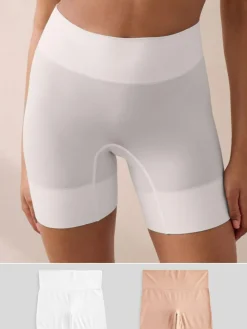 Best Next Seamless Smoothing Anti-Chafe Shorts 2 Pack Pastel Rose Nude / White