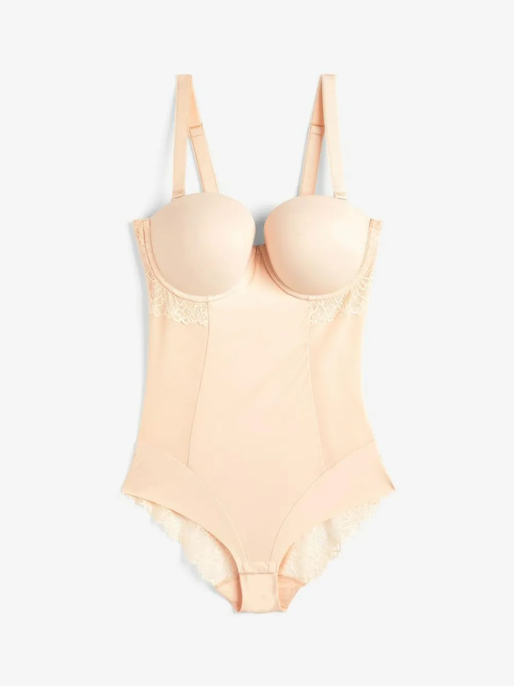 Online Next DD+ Firm Tummy Control Lightly Padded Lace Body Pastel Rose Nude