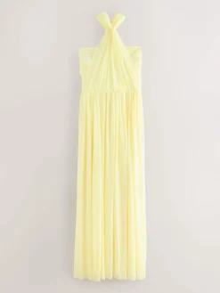 Next Pastel Yellow Mesh Multiway Wedding Guest Bridesmaid Maxi Dress^Women Maxi Dresses