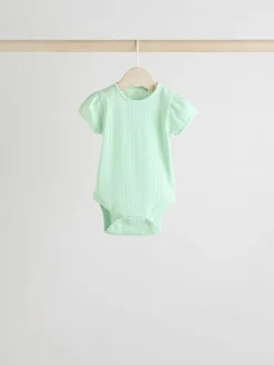 Next Pastels 5 Pack Short Sleeve Pointelle Baby Bodysuits