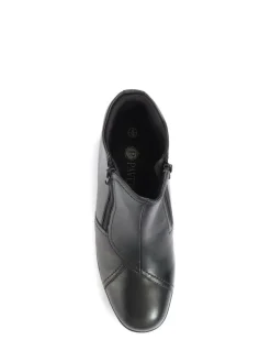 Best Pavers Black Ladies Wide Fit Leather Ankle Boots